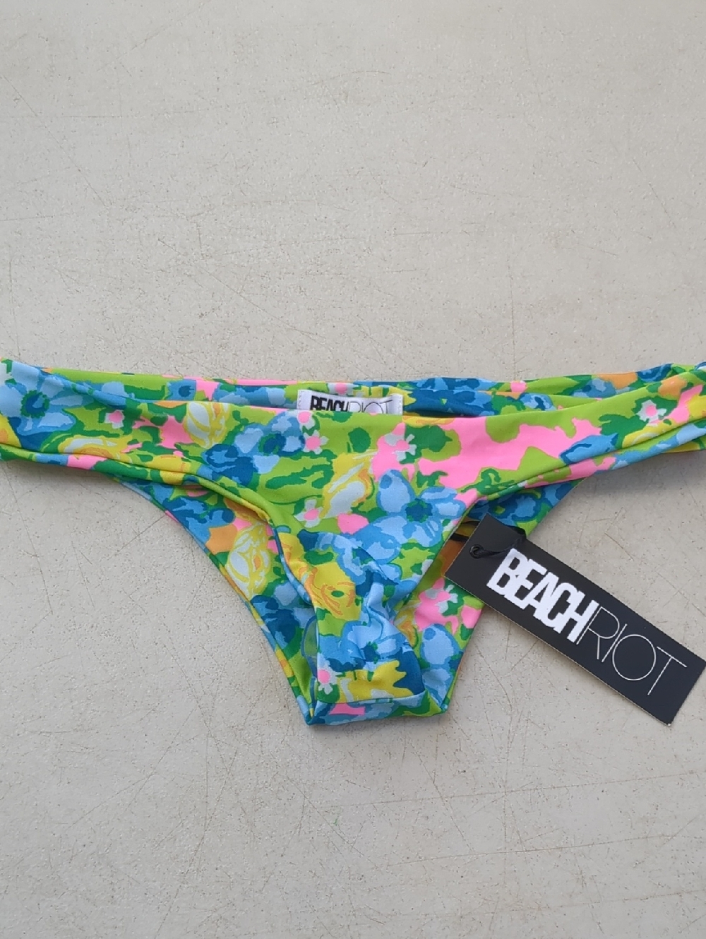 Beach Riot Neon Floral Bikini Bottom in Pink, Lime & Aqua